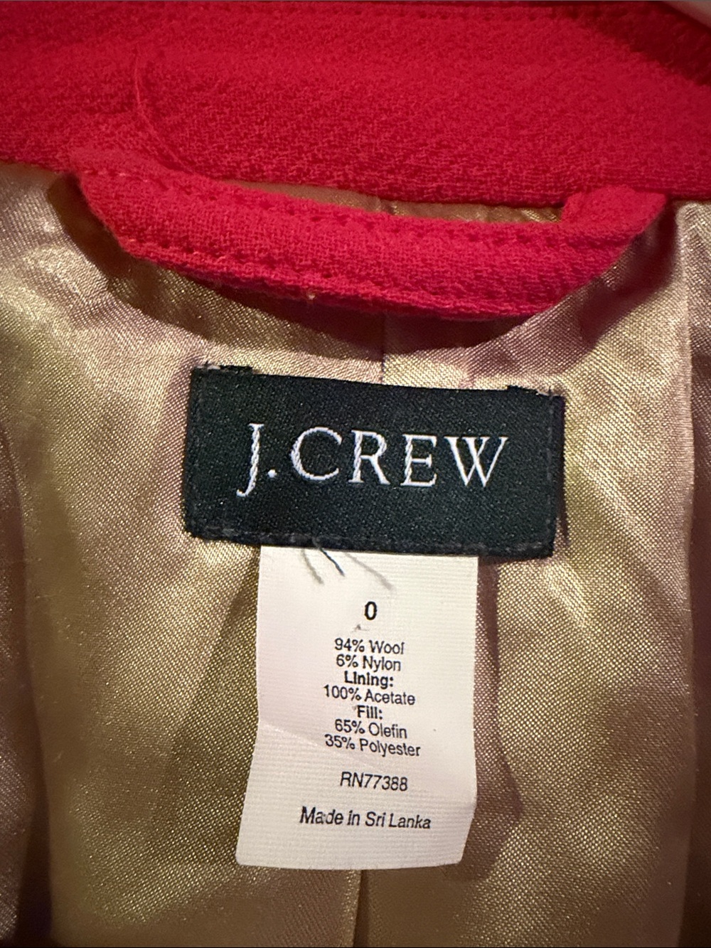 J. Crew Bright Red Wool Pea Coat with Flap Pockets - Picture 3 of 9